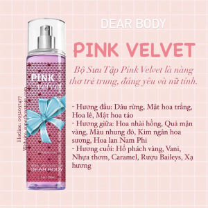 BODY MIST DEAR BODY 236ml - XỊT THƠM TOÀN THÂN - DÀNH CHO NỮ -  PINK VELVET