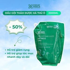 Dầu Gội Thảo Dược Cỏ Cây Hoa Lá Hà Thủ Ô 2in1, Kích Mọc Tóc, Dưỡng Tóc Đen Mượt Túi Refill 2000gr