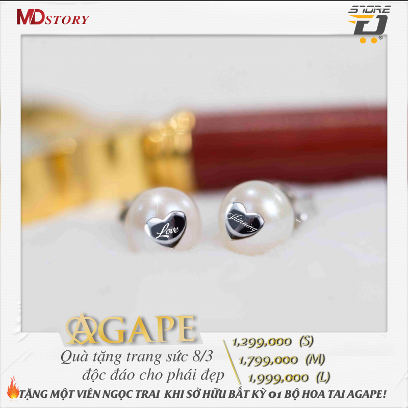 HOA TAI NGỌC TRAI AGAPE 8,0MM