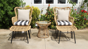 Rattan Patio Wicker Furniture Set 3 Pieces Outdoor