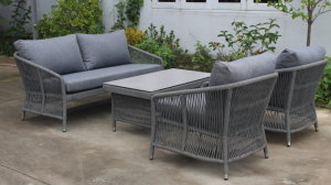 ATP-4008R Grey Woven Rope Rattan Outdoor Loveseat Set