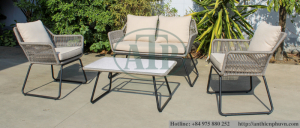 Grey Woven Rope Outdoor Loveseat Set