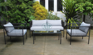 Black Woven Rope Outdoor Loveseat Set
