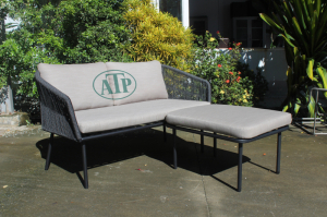 Simple Dark Grey Woven Rope Outdoor Reversible Loveseat Set