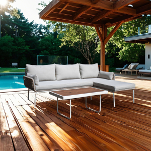 Modern Luxury Garden Furniture Set steel Outdoor Sofa and Patio Set Rattan and Fabric Material