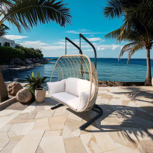 Perfect double egg chair set for garden areas.
