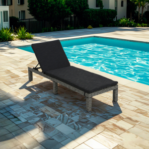 Wicker Outdoor Sun Lounger with Cushion