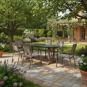 Our ATP-2286-T table with Polycement top and galvanized steel legs. Style, strength, sophistication