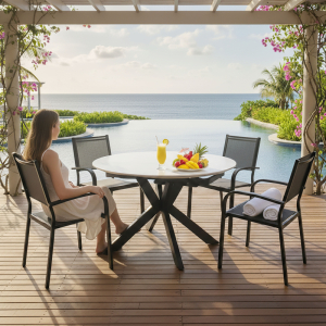 Elegant Patio Dining Set with Extendable Round Table