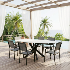 Elegant Patio Dining Set with Extendable Round Table