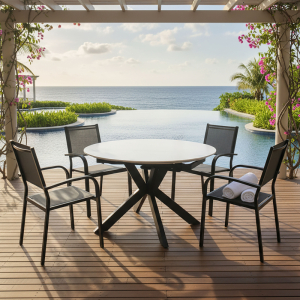 Elegant Patio Dining Set with Extendable Round Table