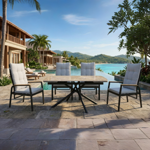 Premium Outdoor Dining Set – Extendable Table Expanding from 4 to 6 Seats