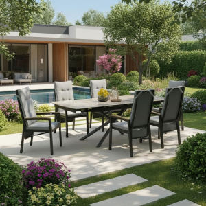 Premium Outdoor Furniture – Gas Spring Extendable Table & Reclining Chair