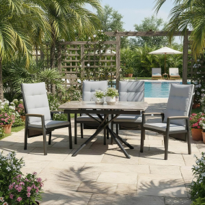 Premium Outdoor Furniture – Gas Spring Extendable Table & Reclining Chair