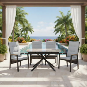 Premium Outdoor Furniture – Gas Spring Extendable Table & Reclining Chair