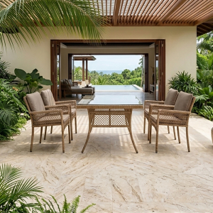 outdoor banquet dining furniture set ratan wicker dinner table set 4 chairs