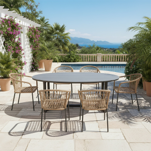 Resort Style Outdoor Dining Set – Premium Rope Weaving Chairs