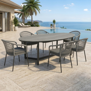 Resort Style Outdoor Dining Set – Premium Rope Weaving Chairs