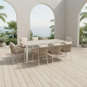 Premium Garden Dining Set with Ceramic Table – Perfect for Luxury Outdoor Spaces