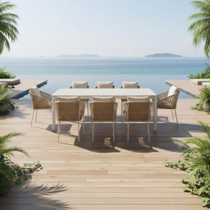 Premium Garden Dining Set with Ceramic Table – Perfect for Luxury Outdoor Spaces
