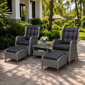 New Style Patio Chair With Cushion Metal Frame Chair and Table Rattan Garden Chair