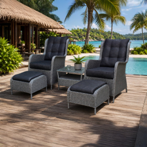 New Style Patio Chair With Cushion Metal Frame Chair and Table Rattan Garden Chair