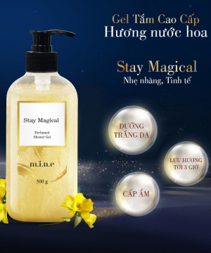 Gel tắm sáng da nhũ vàng hương nước hoa Mine - Stay Magical 500gr/ chai