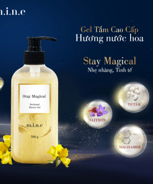 Gel tắm sáng da nhũ vàng hương nước hoa Mine - Stay Magical 500gr/ chai