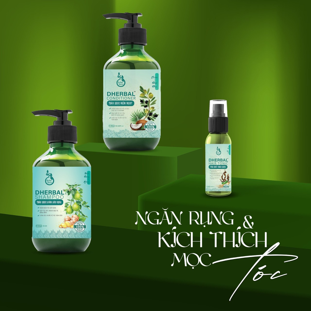 Combo Ngăn Rụng & Kích Thích Mọc Tóc - DHerbal