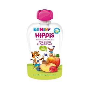 DINH DƯỠNG TRÁI CÂY NGHIỀN HIPPIS ORGANIC: VỊ TÁO - ĐÀO - DÂU - VIỆT QUẤT 100G (Tuýp)