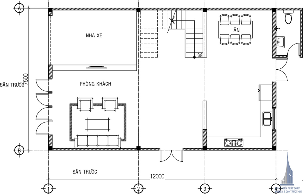 Biệt thự 4 tầng hiện đại diện tích 7x12,5m