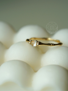 Nhẫn Băng Ngọc Phỉ Thúy đính kim cương mois - Vàng 14k