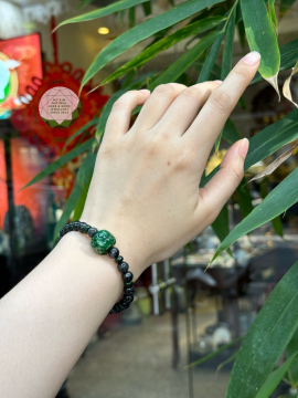 Vòng Ngọc Phỉ Thúy Gà Đen - Charm Lu Thống - Jadeite VIP