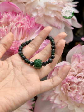 Vòng Ngọc Phỉ Thúy Gà Đen - Charm Lu Thống - Jadeite VIP