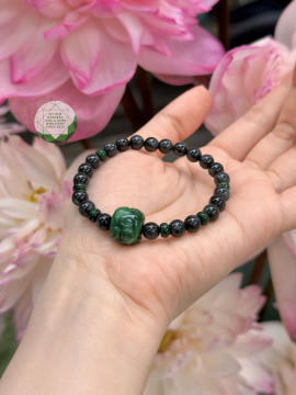 Vòng Ngọc Phỉ Thúy Gà Đen - Charm Lu Thống - Jadeite VIP