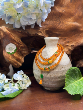 Chuỗi Vòng Hổ Phách - Amber mix Ngọc Jadeite - Vàng 10k &14k