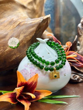 Set vòng Đá Diopside Vip - Charm Túi Ngọc Vàng