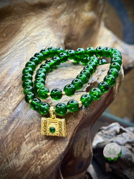 Set vòng Đá Diopside Vip - Charm Túi Ngọc Vàng