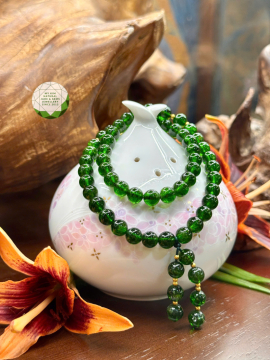 Set vòng Đá Diopside Vip - Charm Túi Ngọc Vàng