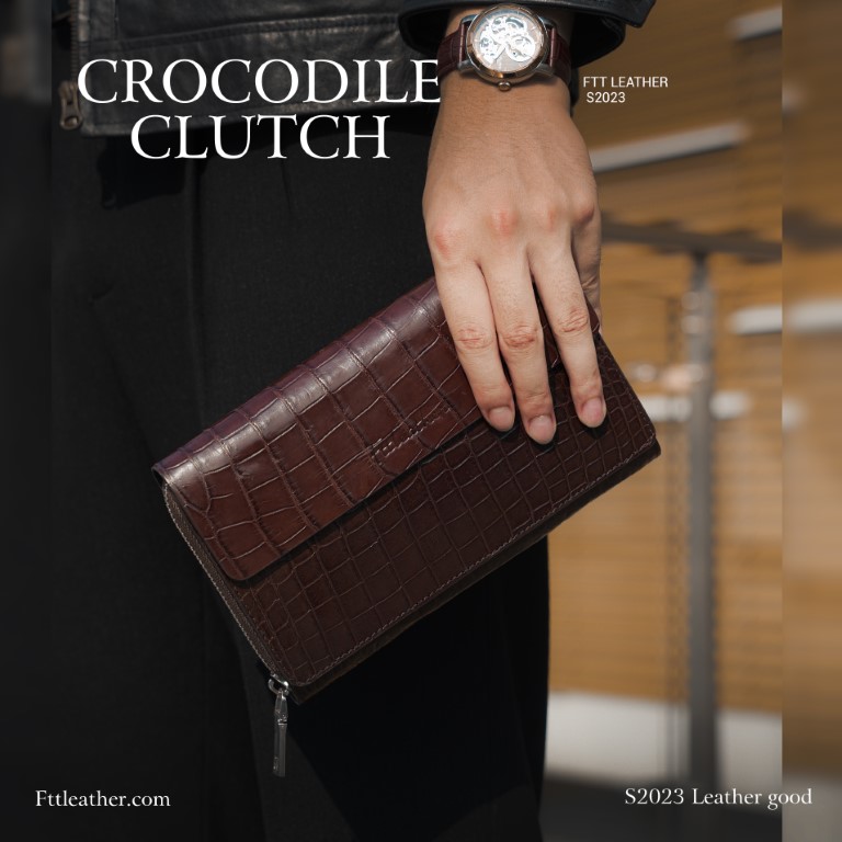 Ví Clutch da cá sấu Thái 2 mặt Leather Clutch Crocodile S2022 - S94A