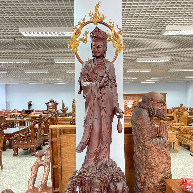 Tượng Phật Bà Gỗ Cẩm Lai Việt Nam