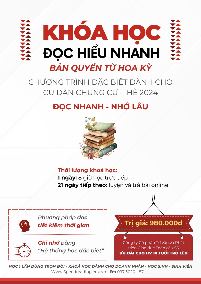 TUYỂN SINH KHÓA ĐỌC HIỂU SPEEDREADING HÈ 2024