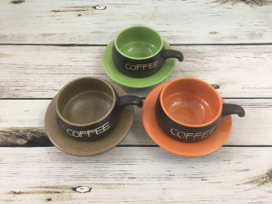 Bộ tách cà phê lõm gốm Bát Tràng (sắc màu)