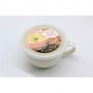 Cốc súp nhựa Nhật Bản có nắp đậy 360ml (3 màu trắng, hồng, xám)